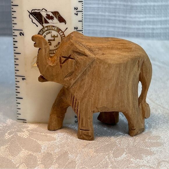 Hand Carved Wood Elephant Maple Miniature Decor Collectible - Picture 7 of 7
